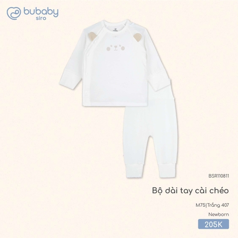 BU - Bộ dài tay cài chéo tai gấu - BSR110811 - Trắng 407 - 1-3M - SS26.T5B