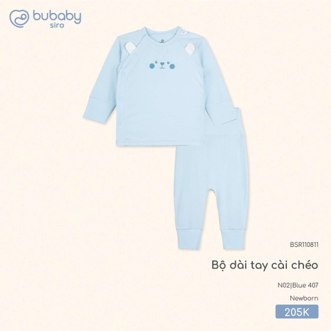 BU - Bộ dài tay cài chéo tai gấu - BSR110811 - Blue 407 - 1-3M - SS26.T5B
