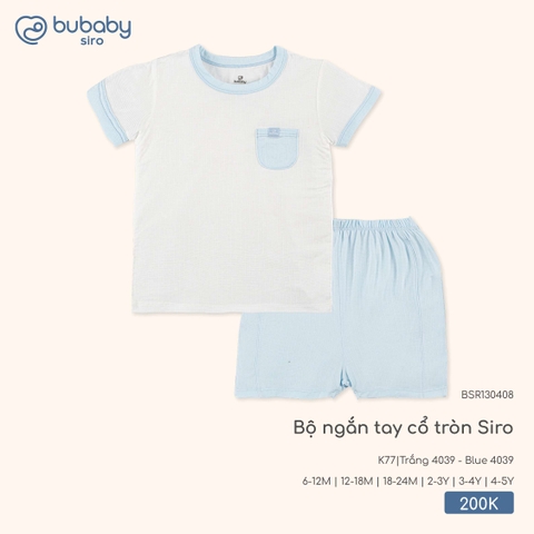 BU - Bộ ngắn tay cổ tròn Siro - BSR130408 - Trắng 4039 + Blue 4039 - 2-3Y - SS25.T9B
