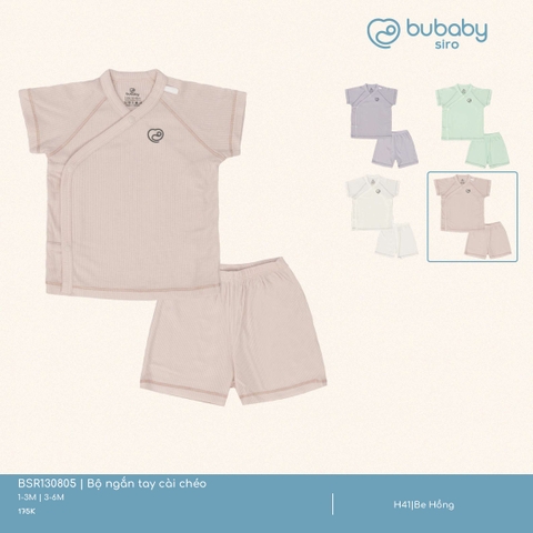 BU - Bộ ngắn tay cài chéo - Be Hồng - SS25.T2A