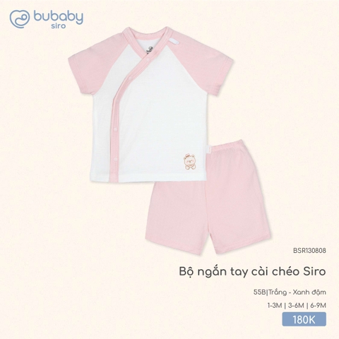BU S10 - Bộ ngắn tay cài chéo - BSR130808 - Trắng + Hồng - 1-3M - SS25.T8C