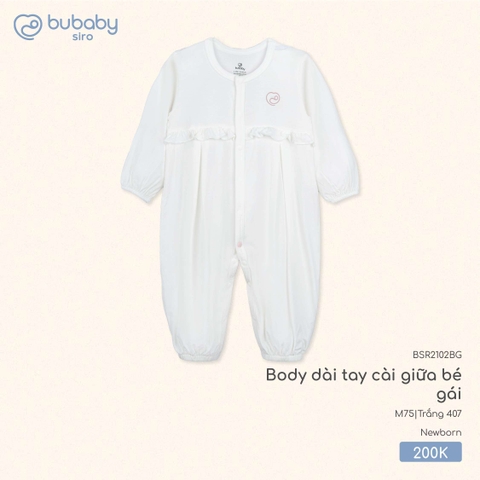 BU - Body dài tay cài giữa bé gái BSR2102BG - Trắng 407 - Mỏng - SS25.T8C