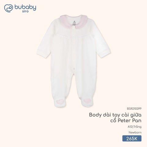 BU - Body dài tay cài giữa cổ Peter Pan - BSR2102PP - Trắng - Newborn - SS25.T10B