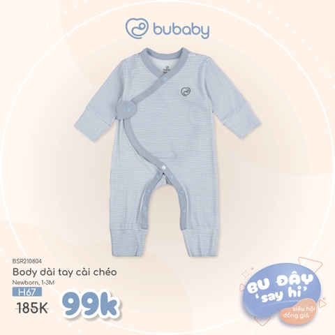 BU ĐÂY - Body dài tay cài chéo - Kẻ ghi xám - Newborn