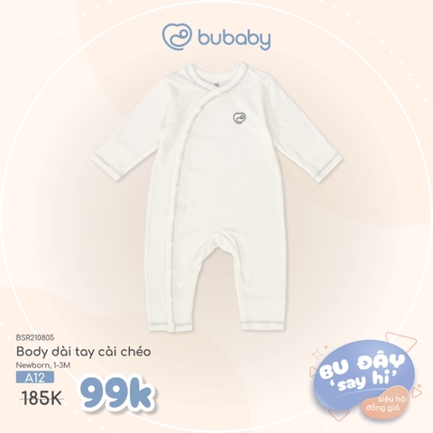 BU ĐÂY - Body dài tay cài chéo - Trắng - Newborn