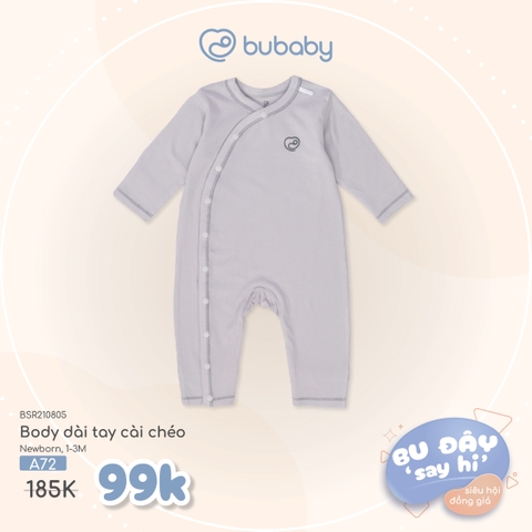 BU ĐÂY - Body dài tay cài chéo - Ghi - Newborn