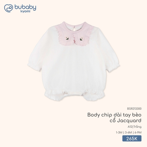 BU - Body chip dài tay bèo cổ Jacquard BSR213300 - Trắng - Trung - SS25.T10B