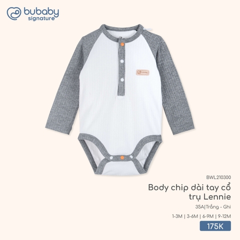 BU - Body chip dài tay cổ trụ Lennie - BWL210300 - Trắng + Ghi - 3-6M - SS25.T10B