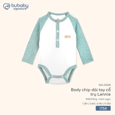 BU - Body chip dài tay cổ trụ Lennie - BWL210300 - Trắng + xanh ngọc - 3-6M - SS25.T10B