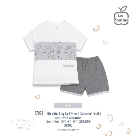 LAPOMME - Bộ cộc tay La Pomme Summer Fruits - Ghi235 - 6-9M