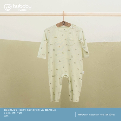 BU S30 - Body dài tay cài vai Bambus - BBB210100 - Xanh matcha in họa tiết kỷ vật - 3-6M - SS25.T1A
