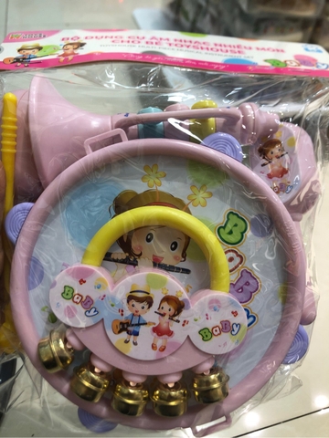 BY - Bộ dụng cụ âm nhạc nhiều món cho bé ToysHouse 733A-53, màu hồng