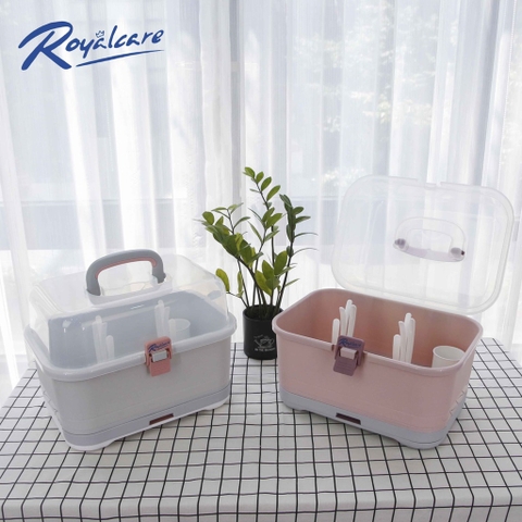 Hộp phơi bình sữa kèm giá treo Royal Care màu xám 0921-RC-8853-GR