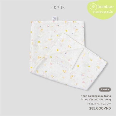 NOUS S20 - Khăn đa năng màu trắng in họa tiết dứa màu vàng - FS - SS25.NP
