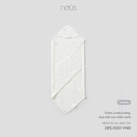 NOUS - Chăn ủ màu trắng họa tiết con chim xanh -SS25.T9A