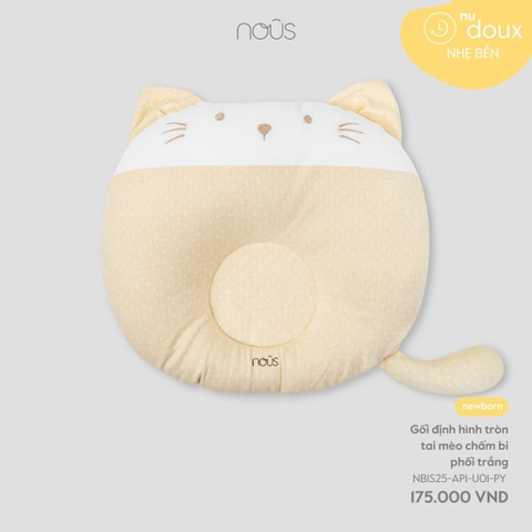 NOUS - Gối định hình tròn tai mèo chấm bi phối trắng  -SS25.T9A