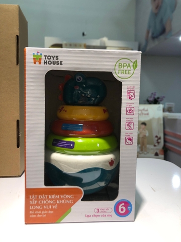BY - Lật đật kết hợp vòng xúc xắc xếp chồng màu sắc hình khủng long ToysHouse HE0298