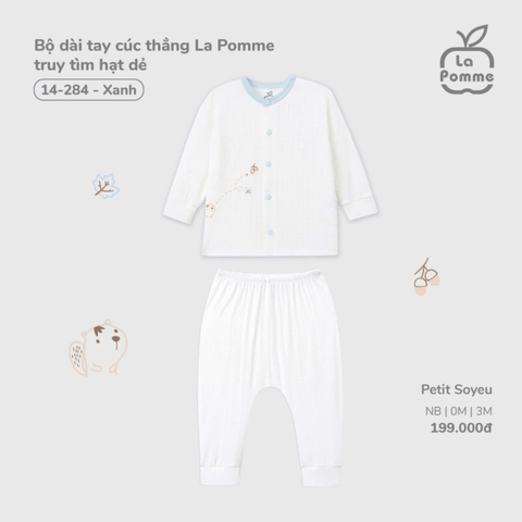 LP - Bộ dài tay cúc thẳng La Pomme truy tìm hạt dẻ - Xanh - SS25.T9B