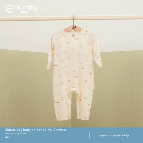 BU S10 - Body dài tay cài vai Bambus - BBB210100 - Kem in họa tiết kỷ vật - 3-6M - SS25.T1A