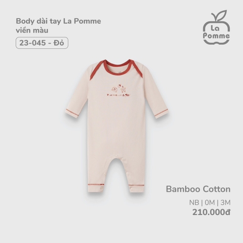 LP - Body dài tay La Pomme  viền màu - 3M Đỏ