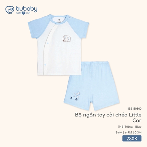 BU - Bộ ngắn tay cài chéo Little Car - IBB130800 - Trắng + Blue - 6-9M - SS26.T1B