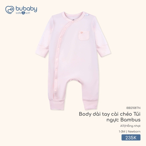 BU - Body dài tay cài chéo Túi ngực Bambus - IBB2108TN - Hồng nhạt - Newborn - SS26.T2A