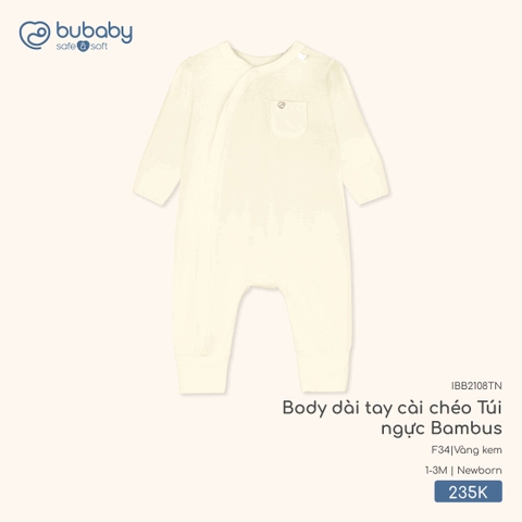 BU - Body dài tay cài chéo Túi ngực Bambus - IBB2108TN - Vàng kem - Newborn - SS26.T2A