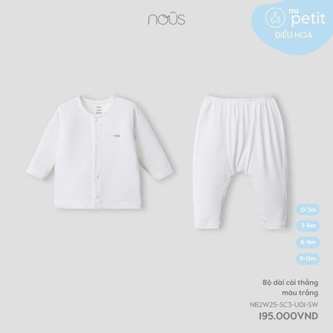 NOUS - Bộ dài cài thẳng màu trắng -  - 3-6M - SS25.T7B