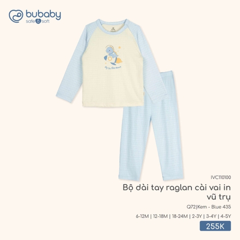 BU - Bộ dài tay raglan cài vai in vũ trụ - IVC110100 - Kem + Blue 435 - 4-5Y - SS25.T12C