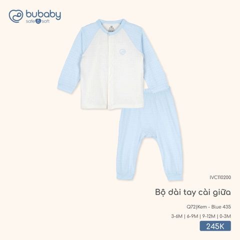 BU - Bộ dài tay cài giữa - IVC110200 - Kem + Blue 435 - 0-3M - SS25.T12C