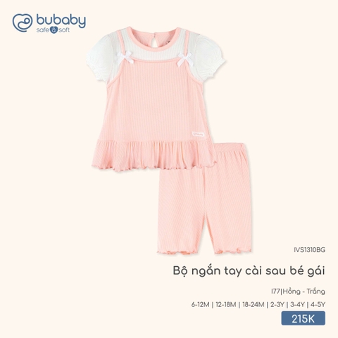 BUBaby - Bộ ngắn tay cài sau bé gái  - IVS1310BG - Hồng + Trắng - 12-18M - SS26.T3C
