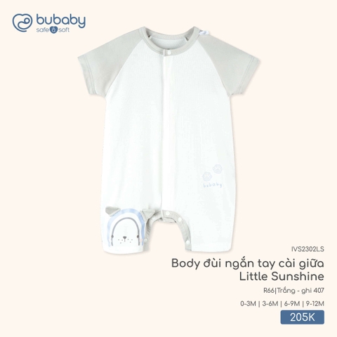 BUBaby - Body đùi ngắn tay cài giữa Little Sunshine  - IVS2302LS - Trắng + ghi 407 - 0-3M - SS26.T3C