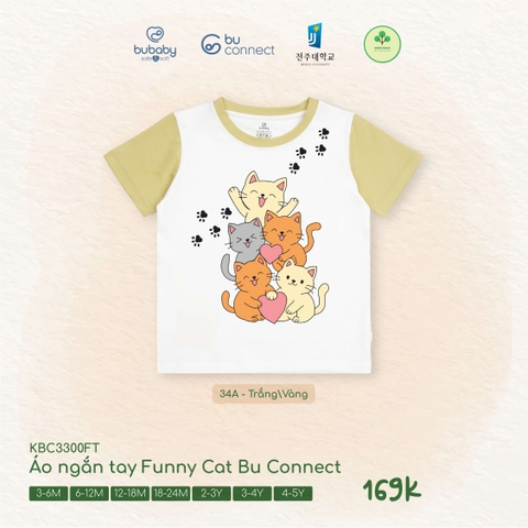 BU - Áo ngắn tay Funny Cat Bu Connect - KBC3300FT - Trắng + Vàng - 18-24M - SS26.T2A