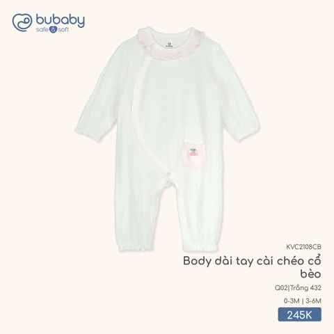 BU - Body dài tay cài chéo cổ bèo - KVC2108CB - Trắng 432 - 0-3M - SS25.T11A