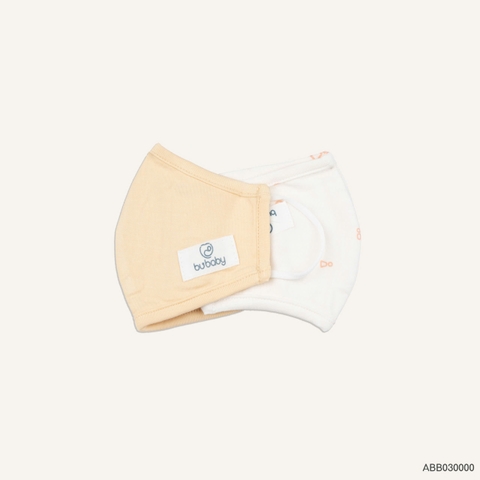 BU - Khẩu trang Bambus - ABB030000 - Trắng in hồng cam + Vàng - FS - SS25.T7C