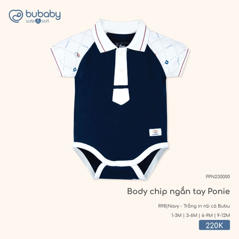 BUBaby - Body chip ngắn tay Ponie - PPN230000 - Navy + trắng in rái cá Bubu - 3-6M - SS26.T4A