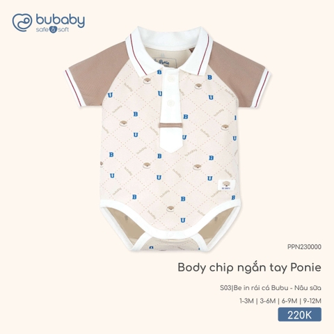 BUBaby - Body chip ngắn tay Ponie - PPN230000 - Be in rái cá Bubu + Nâu sữa - 3-6M - SS26.T4A