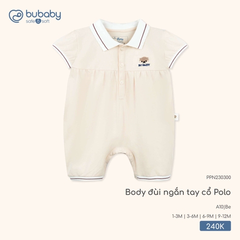 BuBaby - Body đùi ngắn tay cổ Polo - Be - 6-9M - SS26.T3B
