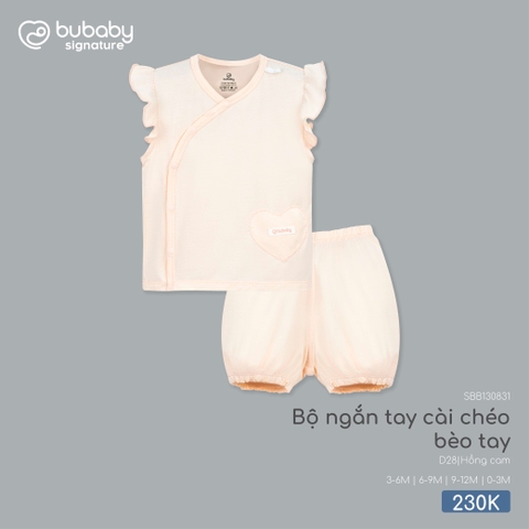 BU - Bộ ngắn tay cài chéo bèo tay - SBB130831 - Hồng cam - 6-9M - SS26.T4C