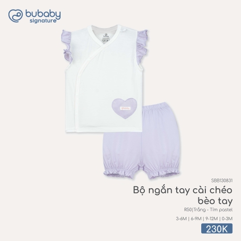 BU - Bộ ngắn tay cài chéo bèo tay - SBB130831 - Trắng - tím pastel - 6-9M - SS26.T4C