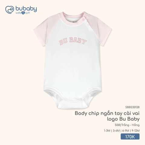 BU - Body chip ngắn tay cài vai logo Bu Baby - SBB230128 - Trắng + Hồng - 6-9M - SS26.T2A