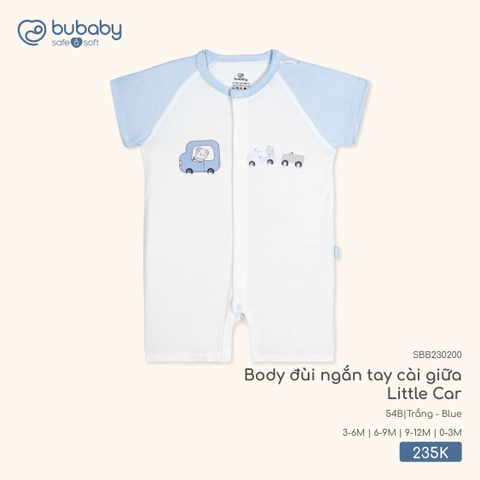 BU - Body đùi ngắn tay cài giữa Little Car - SBB230200 - Trắng + Blue - 0-3M - SS26.T1B