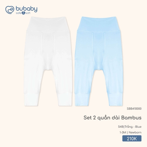 BU - Set 2 quần dài Bambus - SBB410000 - Trắng + Blue - Newborn - SS26.T2A