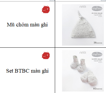 Full Set Mũ bao tay bao chân Ghi Thermo