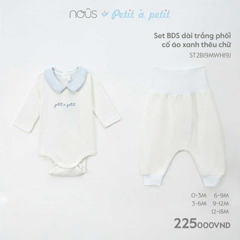 NOUS - Set body dài màu trắng thêu trang trí - Nu Petit - . thêu trang trí - 6-9M