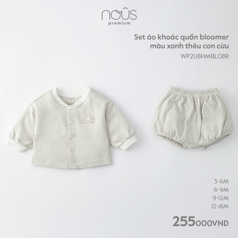 NOUS - Set áo khoác quần bloomer màu xanh thêu con cừu  - Nu Pre - 3M - SS23.9 - ZTD