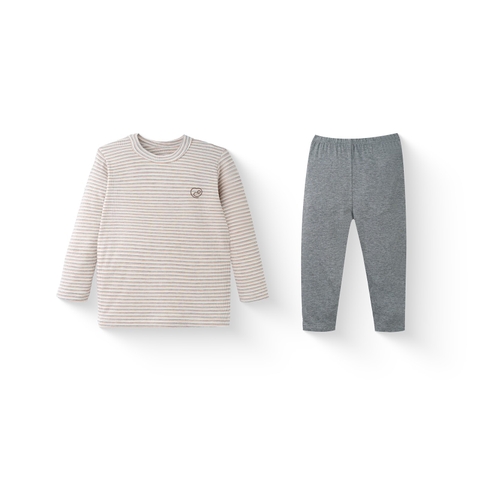 BU - Bộ dài tay cổ tròn, quần legging - SVC110402 - Kẻ hồng+ghi - 6-12M - SS26.T8B