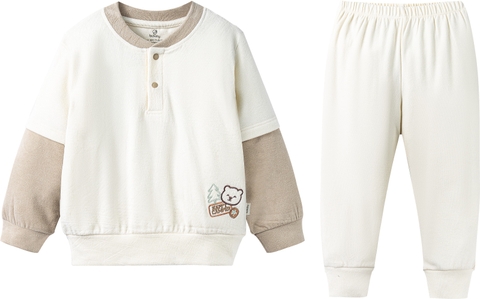 BU ĐÂY - Bộ nỉ dài tay cổ trụ sweater - SVS1103SW - Kem 616 - 3-4Y - BD