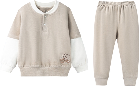 BU ĐÂY - Bộ nỉ dài tay cổ trụ sweater - SVS1103SW - Be đậm 616 - 3-4Y - BD