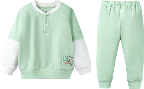 BU ĐÂY - Bộ nỉ dài tay cổ trụ sweater - SVS1103SW - Xanh bơ 616 - 6-12M - BD